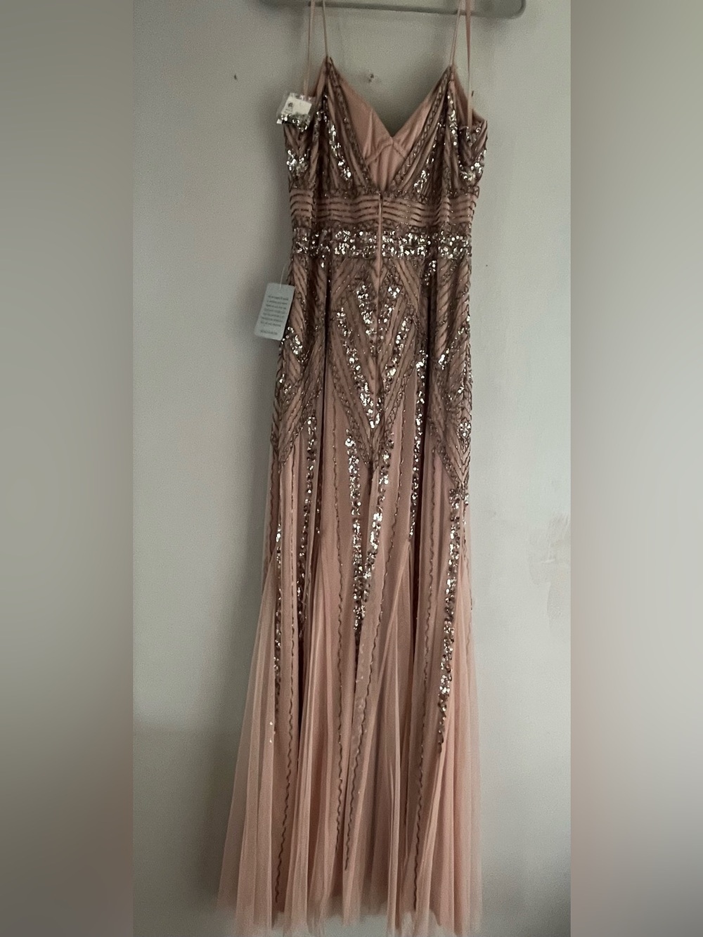 NWT Nordstrom Marina Pale Pink Sequined Gown - Picture 3 of 10